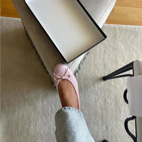 Chanel Pink Suede Ballerinas | Size 38 - Picture 6 of 10